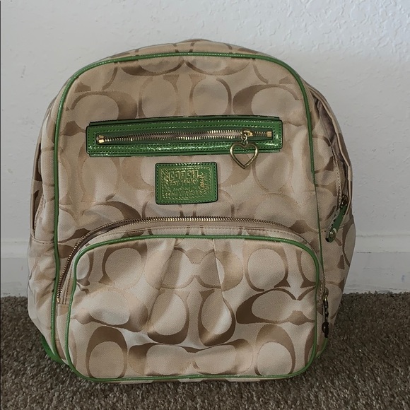 Coach Handbags - Coach Daisy Signature Backpack Green